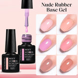 Lianfudai  7ml Dark Nude Rubber Base Gel Nail Polish Semi Permanent UV Gel LED Nail Art Varnish For Nails Manicure DIY Design