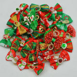 Lianfudai 50pcs Christmas Dog Bowknot Cat Hair Bows with Rubber Band Santa Claus Decoration Small Dog Pet Accessories