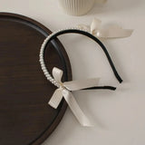 Lianfudai Cute Pearl Bow Bezel Headband Hairband Hair Hoop Bowknot Hair Bands for Holiday Party Jewelry Hair Accessories