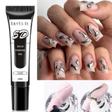 Lianfudai 10ML 5D Solid Pudding Nail Gel Polish Semi Permanent UV Gel Nail Art No-Wipe Gel Nail Polish Liner Emboss Painting Gel