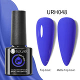 Lianfudai  SUGAR Blue Color Rubber Base Gel Nail Polish Gold Glitter Base Gel Top Coat Soak Off UV LED Gel Nail Art Varnish Manicure