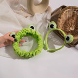 Lianfudai Funny Frog Makeup Headband Wide-brimmed Elastic Hairbands Cute Girls Hair Bands Women Hair Accessories Girls Hairband