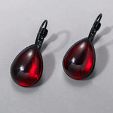 Lianfudai Gothic Blood Red Drop Earrings For Women Girls Vampire Witch Jewelry Accessories Mysterious Magic Crystal Earhook Gift For Her