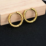 Lianfudai 2Pcs Women's Trendy Stainless Steel Hoop Earrings Simple Gold Color Round Helix Earrings Ear Lobe Piercing Jewelry Hoops 12/16mm