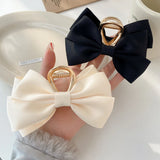 Lianfudai Large Fashion Satin Bow Headdress Internet Celebrity Catch Cross Hair Claw Hairpins Sweet Hair Accessories For Girls 12CM