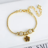 Lianfudai Jewelry 2024 Luxury new 5 leaf grass bracelet Women's wedding party bracelet Unique chain woven accessories