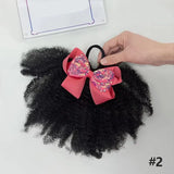 Lianfudai 2pcs/ Luxury Kids Hair Buns Kids Afro Puff Soft Like Natural Human Hair Hand Feel Marley Kinky Bulk for Hair Girl with Elastic