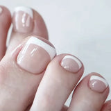 Lianfudai 24Pcs False Toes Nails French Square Nude Color Nature Fake Toe Nails Feet Nail Tips Artificial Press On Toenails for Women 2024