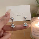 Lianfudai New Sweet Cool Wind Love Tassel Star Earrings Women Design Senior Sense of Fashion Personality Earring Party Jewelry Gift