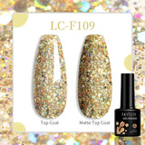 Lianfudai 7ML Aurora Top Coat Sparking Gel Nail Polish Semi Permanent UV Gel 2 In 1 Function Top Coat UV LED Nail Art Gel Varnish