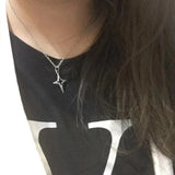 Lianfudai Kpop Goth Silver Color Star Pendant Chain Necklace For Women Men Egirl Y2K Cool EMO Punk Aesthetic Grunge Jewelry Gifts