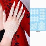 Lianfudai White Henna Lace Temporary Tattoos For Women Henna Design Stickers for Hand Hena Tattoo Waterproof Wedding Decoration