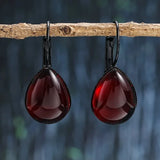 Lianfudai Gothic Blood Red Drop Earrings For Women Girls Vampire Witch Jewelry Accessories Mysterious Magic Crystal Earhook Gift For Her