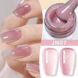 Lianfudai  Jelly Nude Gel Nail Polish 10ml Light Pink Peach Translucent Color UV Light Cure Gel Varnish Nail Art DIY at Home