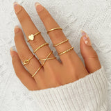 Lianfudai Bohemian Cross Wide Rings Set For Women Girls Simple Chain Finger Tail Rings New Bijoux Jewelry Gifts Ring Female