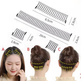 Lianfudai 4Pcs Invisible Broken Hair Hairpin Adult Tiara Tools Curve Needle Bangs Black Fixed Insert Comb Professional Styling Accessories