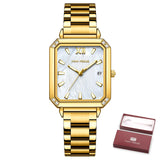 Lianfudai Rectangular Wrist Watches for Women Fashion Square Case Ladies Watches Luxury Brand Stainless Steel Band Quartz Clock