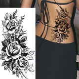 Lianfudai Sketch Flowers Sketch Tattoo Rose Blossoms Black and White Flowers Temporary Tattoos Sticker size: