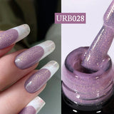 Lianfudai  7ml Nude Pink Glitter Rubber Base Gel Polish Sparking Sequins Semi Permanent Soak Off Nail Art Varnish All For Manicure