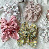 Lianfudai 2PC Spring Summer Women Kids New Floral Printed Bows Hair Clip Fresh Cute Hair Pins Barrettes Headwear Girls Hair Accessories