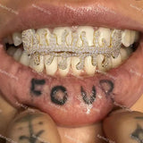 Lianfudai Irregular Flame CZ Stone Teeth Grillz Dental Grill 14K Gold Plated Water Drop Zircon Tooth Cap For Women Men Jewelry