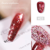 Lianfudai 24 Colors High Density Glitter Nail Gel Polish Explosive Flash Nail Art Gel Varnish Sparkling UV Soak Off Gel Lacquer