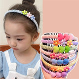 Lianfudai New Girl Headband Cute Love Heart Flower Toothed Hairbands Children Kids Lovely Hair Decorate Hair Hoops Fashion Hair Accessorie