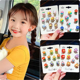 Lianfudai New 10pcs Cute Girls Earrings Ear Clip No Ear Hole Flower Earrings Children Princess Girls Birthday Gifts Kids Accessories