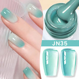 Lianfudai  Jelly Nude Gel Nail Polish 10ml Light Pink Peach Translucent Color UV Light Cure Gel Varnish Nail Art DIY at Home