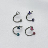 Lianfudai Steel S shaped 16g Lip Ring Labret Piercing Crystal Rhinestones Butterfly Piercing Helix Earrings Body Jewelry