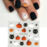 Lianfudai Halloween Pumpkins Nail Art Water Decals Stickers Spiders Web Fake Nail Accessories Nail Art Decoration Mummy Ghost