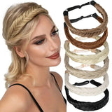 Lianfudai  Synthetic Wig Headband Fishtail Braids Hair with Adjustable Belt Plaited Hairband Bohemian Style Women Hairstyle Hairpieces