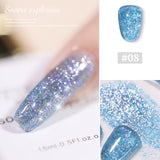 Lianfudai 24 Colors High Density Glitter Nail Gel Polish Explosive Flash Nail Art Gel Varnish Sparkling UV Soak Off Gel Lacquer