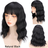 Lianfudai Synthetic Wigs For Women Daily Cosplay Long Water Wave  Lolita Wig With Bangs Cold Brown Heat Resistant Hair Bob Wig