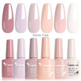 Lianfudai Nail Gel Polish Kit HEMA FREE Nude Pink Color Collection Self Leveling Full Coverage Nail Manicure Set 6Pcs Kit