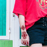 Lianfudai Maroon Henna Tattoo Sticker Waterproof Temporary Tattoos for Hand Arm Fake Tattoo for Women Wedding Festival Mehndi Stickers