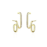 Lianfudai 2024 New Bright Crystal Luxury Korean Unusual Claw Stud Earrings Ear Piercing Hook Irregular Pearl Christmas Jewelry Gift