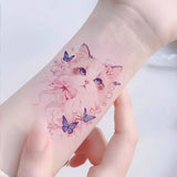 Lianfudai Tatoo Waterproof Cat Japanese Cute Pet Arm Semi Permanent Tattoo Cat Animal Funny Tattoo Sticker Temporary Tattoos for Men Women