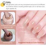 Lianfudai  Jelly Nude Gel Nail Polish 10ml Light Pink Peach Translucent Color UV Light Cure Gel Varnish Nail Art DIY at Home