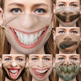 Lianfudai NEW Funny Men Women Face Mask Adults Funny Pattern Cotton Mouth Masks Outdoor Masque Lavable Mask for Face Halloween Cosplay