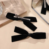 Lianfudai French Black Velvet Bow Hair Clip Fashion Retro Girl Barrettes Cute Women Bobby Pin Ribbon Bowknot Hairside Headwear Accessories