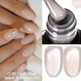 Lianfudai 7ML Jelly Pink Peach Quick Extension Gel Nail Polish Nude Transparent Color Finger Prolong Rubber Base Construction Gel