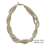 Lianfudai Korean Style Twining Pearl Choker Necklaces for Women Geometric Necklaces Weddings Bride Jewelry Accessories