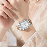 Lianfudai Rectangular Wrist Watches for Women Fashion Square Case Ladies Watches Luxury Brand Stainless Steel Band Quartz Clock