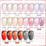 Lianfudai 7ML Jelly Pink Peach Quick Extension Gel Nail Polish Nude Transparent Color Finger Prolong Rubber Base Construction Gel