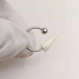 Lianfudai 1PC Customized Stainless Steel Fangs Lip Piercing Labret Lip Ring Goth Cosplay Vampire Teeth  Body Jewelry 16g