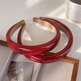 Lianfudai Retro Red Leather Sponge Headband for Woman Fashion Temperament Hair Hoop Wash Face Hair Band Female Party Hair Accessories Gift