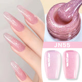 Lianfudai  Jelly Nude Gel Nail Polish 10ml Light Pink Peach Translucent Color UV Light Cure Gel Varnish Nail Art DIY at Home