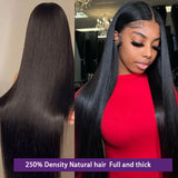 Lianfudai HAIR 250 Density Straight Hd Lace Frontal Wig 30 40 Inch 13x4 Lace Front Human Hair Wigs For Women Pre Plucked Brazilian