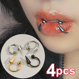 Lianfudai 4PCS Titanium Steel Hoop Piercing Lip Ring Goth Rivet Lip Piercing Nose Ring Lip Stud Piercing Earrings Hip Hop Body Jewelry